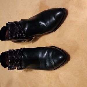 Frye Black Ankle Boots with Silver Accents
